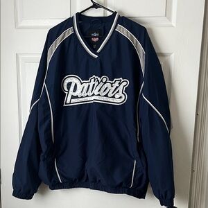 NFL Patriots Navy Blue Silver Windbreaker Jacket XL